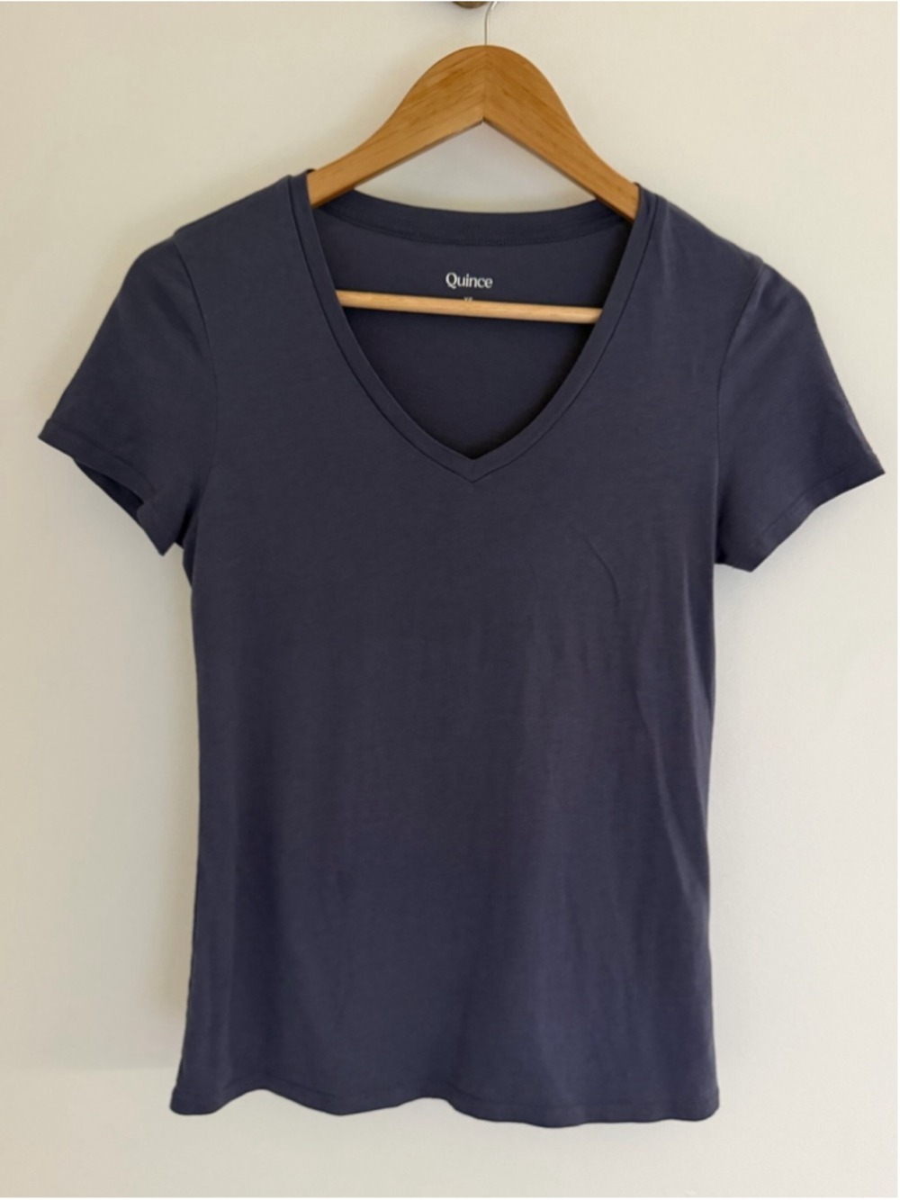Quince Cotton Modal V-Neck Tee Storm Blue XS